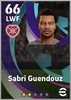 Sabri Guendouz eFootball 2026 player card, 66 OVR LWF