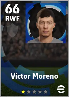 Victor Moreno eFootball 2026 player card — 66 OVR RWF