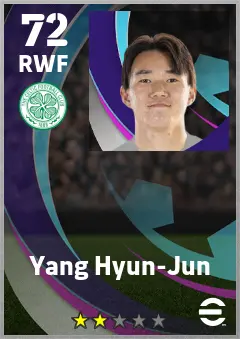 Yang Hyun-Jun eFootball 2026 player card — 72 OVR RWF