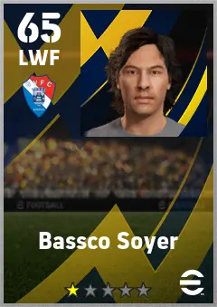 Bassco Soyer eFootball 2026 player card — 65 OVR LWF