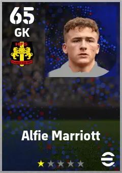 Alfie Marriott eFootball 2026 player card — 65 OVR GK