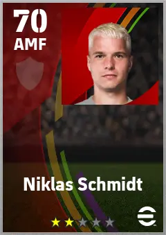 Niklas Schmidt eFootball 2026 player card — 70 OVR AMF