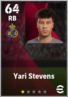 Yari Stevens eFootball 2026 player card — 64 OVR RB
