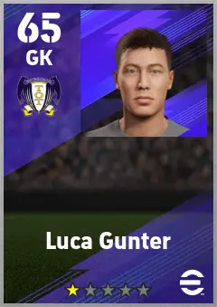 Luca Gunter eFootball 2026 player card — 65 OVR GK