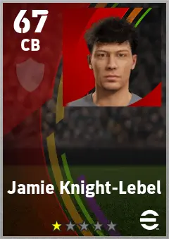 Jamie Knight-Lebel eFootball 2026 player card — 67 OVR CB
