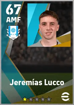 Jeremias Lucco eFootball 2026 player card — 67 OVR AMF