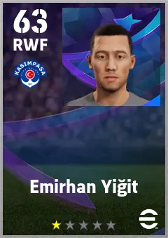 Emirhan Yigit eFootball 2026 player card — 63 OVR RWF