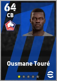 Ousmane Toure eFootball 2026 player card — 64 OVR CB