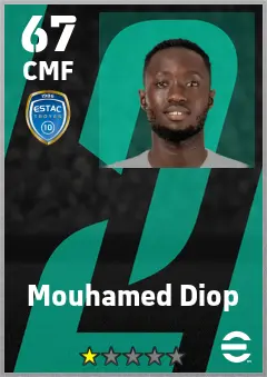 Mouhamed Diop eFootball 2026 player card — 67 OVR CMF
