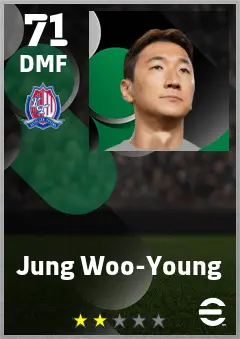 Jung Woo-Young eFootball 2026 player card — 71 OVR DMF
