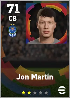 Jon Martin eFootball 2026 player card — 71 OVR CB