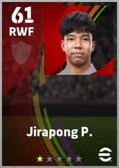 Jirapong P. eFootball 2026 player card — 61 OVR RWF