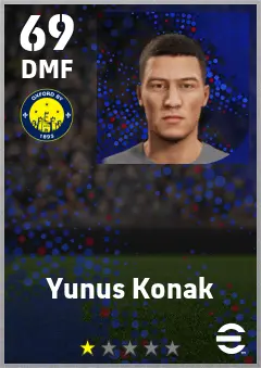 Yunus Konak eFootball 2026 player card — 69 OVR DMF