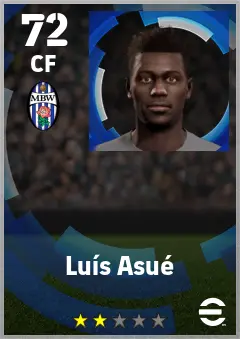 Luis Asue eFootball 2026 player card — 72 OVR CF