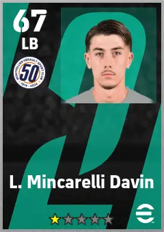 L. Mincarelli Davin eFootball 2026 player card — 67 OVR LB