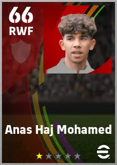 Anas Haj Mohamed eFootball 2026 player card — 66 OVR RWF