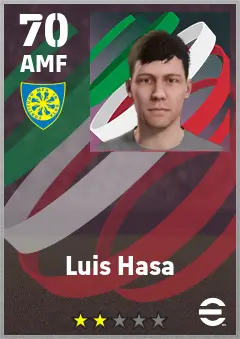 Luis Hasa eFootball 2026 player card — 70 OVR AMF