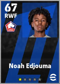 Noah Edjouma eFootball 2026 player card — 67 OVR RWF