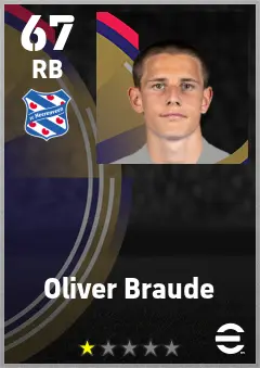 Oliver Braude eFootball 2026 player card — 67 OVR RB