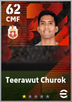 Teerawut Churok eFootball 2026 player card — 62 OVR CMF