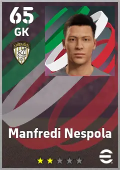 Manfredi Nespola eFootball 2026 player card, 65 OVR GK