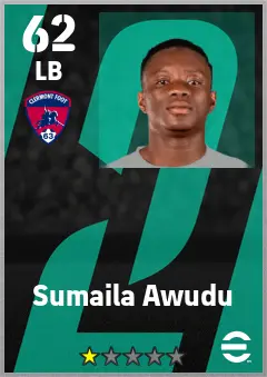 Sumaila Awudu eFootball 2026 player card — 62 OVR LB