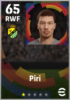 Piri eFootball 2026 player card — 65 OVR RWF