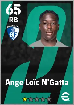 Ange Loic N Gatta eFootball 2026 player card — 65 OVR RB