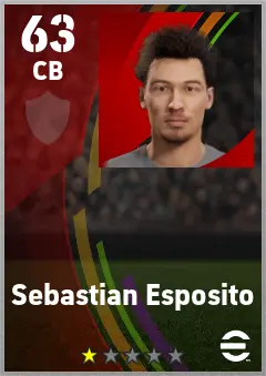 Sebastian Esposito eFootball 2026 player card — 63 OVR CB