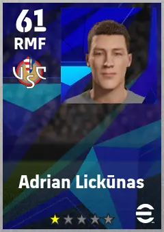 Adrian Lickunas eFootball 2026 player card — 61 OVR RMF