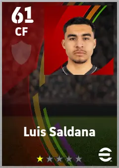 Luis Saldana eFootball 2026 player card — 61 OVR CF