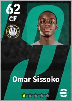 Omar Sissoko eFootball 2026 player card — 62 OVR CF