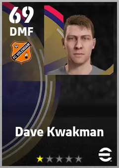 Dave Kwakman eFootball 2026 player card — 69 OVR DMF