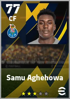 Samu Aghehowa eFootball 2026 player card — 77 OVR CF