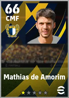 Mathias de Amorim eFootball 2026 player card — 66 OVR CMF