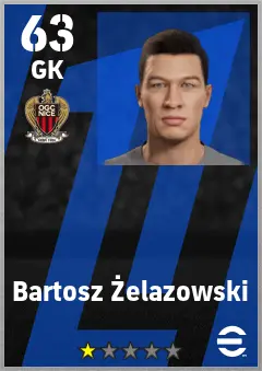 Bartosz Zelazowski eFootball 2026 player card — 63 OVR GK