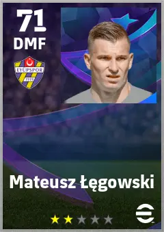 Mateusz Legowski eFootball 2026 player card — 71 OVR DMF