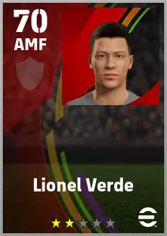 Lionel Verde eFootball 2026 player card — 70 OVR AMF