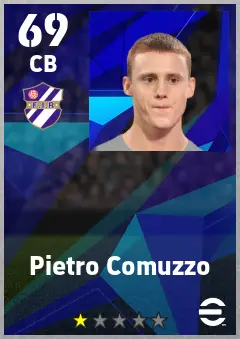 Pietro Comuzzo eFootball 2026 player card — 69 OVR CB