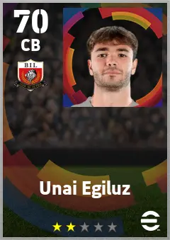 Unai Egiluz eFootball 2026 player card — 70 OVR CB