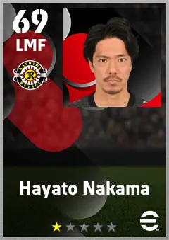 Hayato Nakama eFootball 2026 player card — 69 OVR LMF