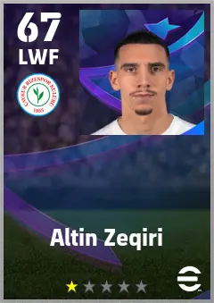 Altin Zeqiri eFootball 2026 player card — 67 OVR LWF