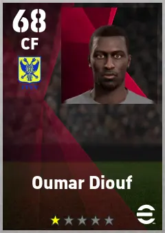 Oumar Diouf eFootball 2026 player card — 68 OVR CF