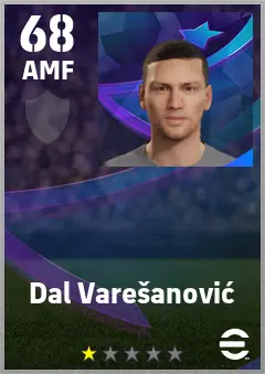 Dal Varesanovic eFootball 2026 player card — 68 OVR AMF