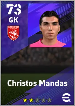 Christos Mandas eFootball 2026 player card — 73 OVR GK