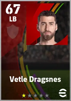 Vetle Dragsnes eFootball 2026 player card — 67 OVR LB