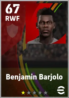 Benjamin Barjolo eFootball 2026 player card — 67 OVR RWF