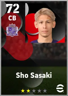 Sho Sasaki eFootball 2026 player card — 72 OVR CB