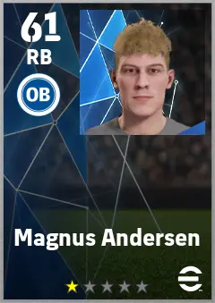 Magnus Andersen eFootball 2026 player card — 61 OVR RB