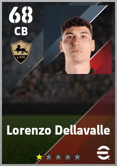 Lorenzo Dellavalle eFootball 2026 player card — 68 OVR CB